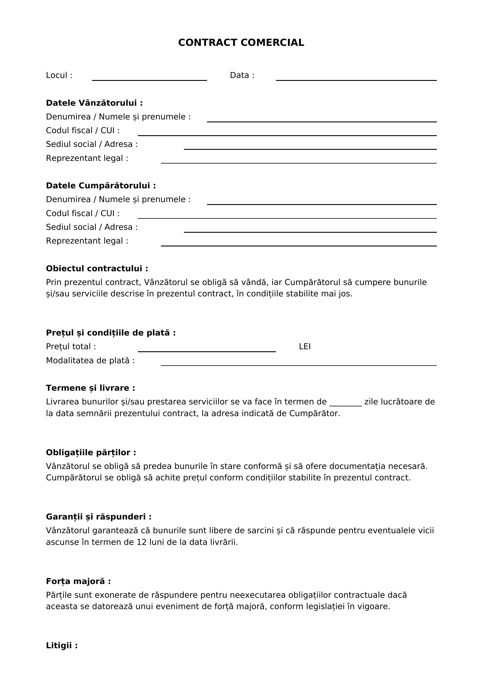 Contract Comercial Model