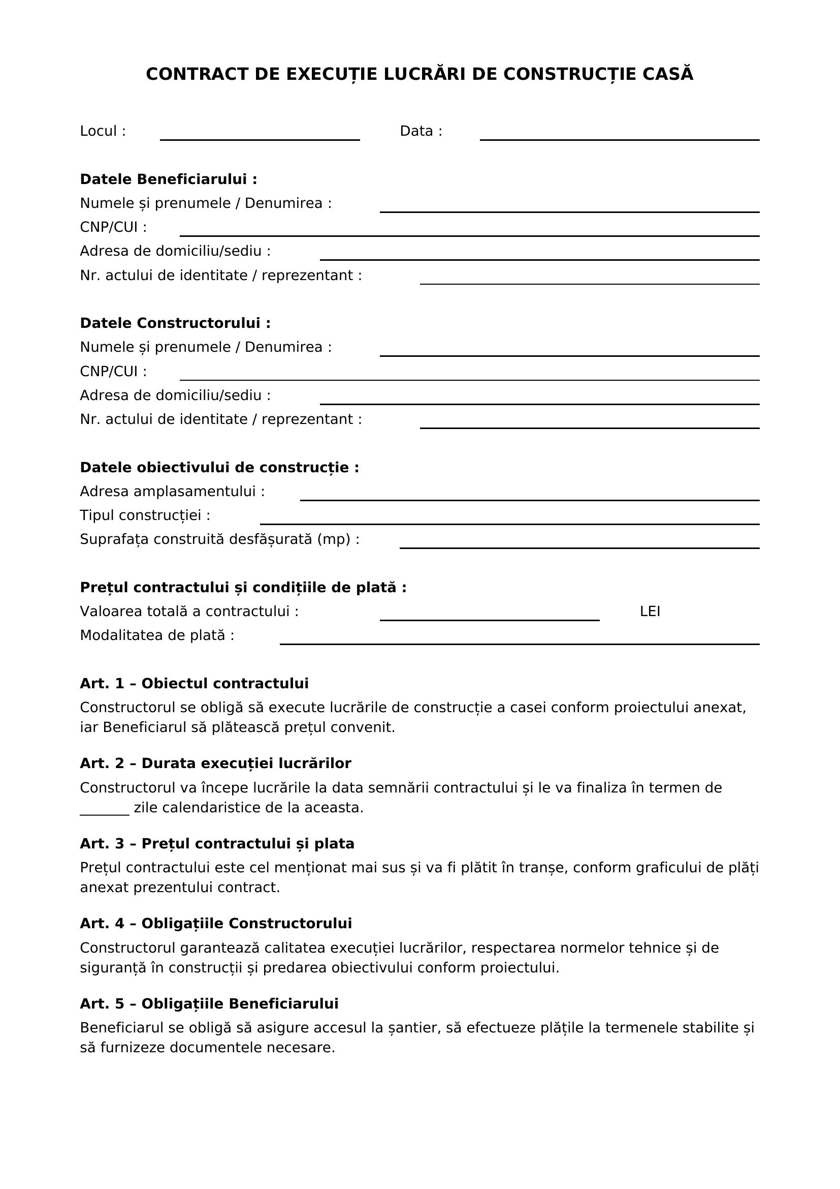 Contract Constructie Casa