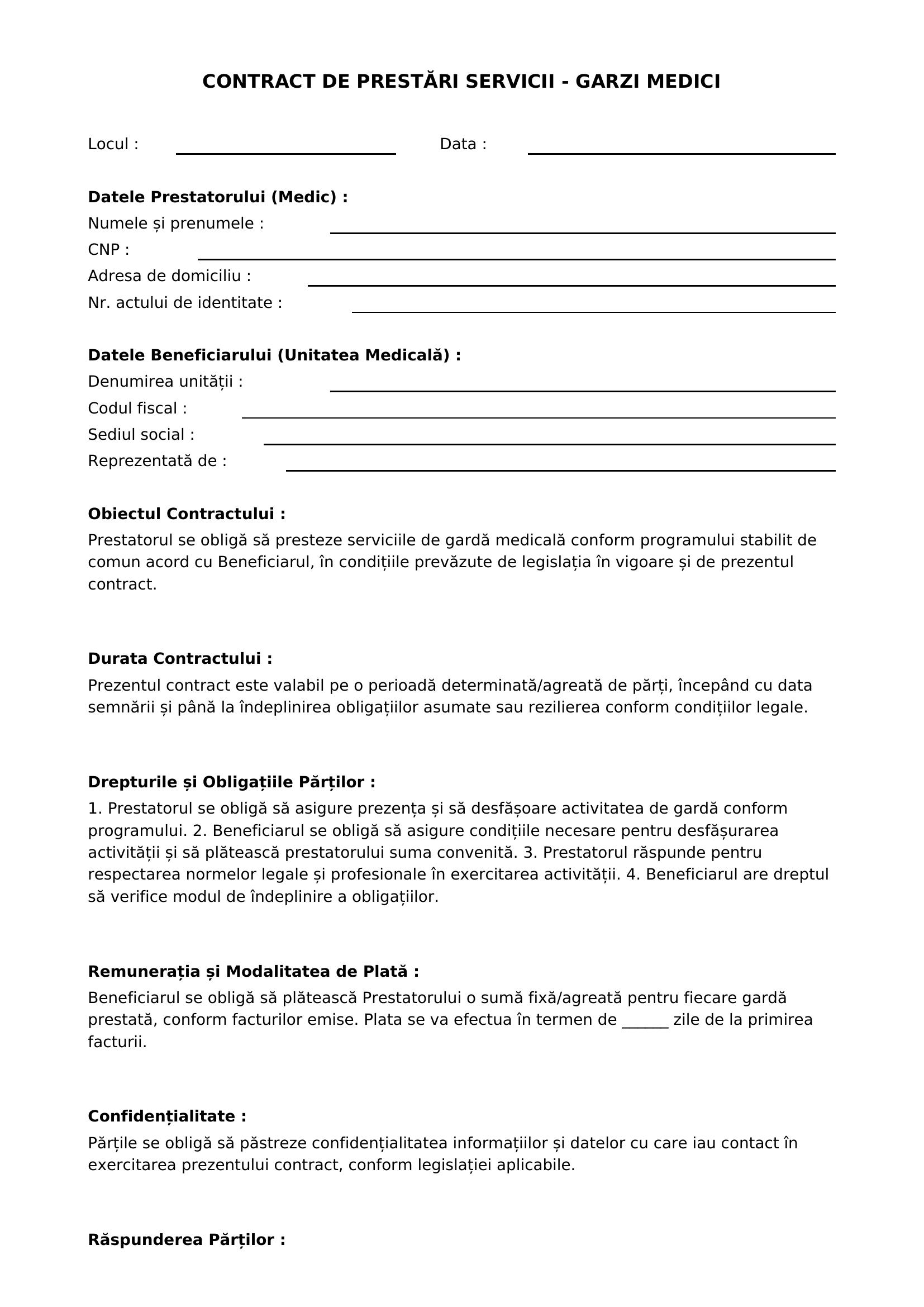 Model Contract Garzi Medici